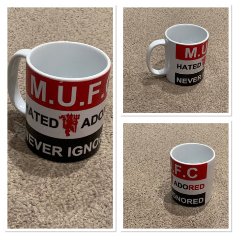 Custom MUFC Mug and Pin Badge Package