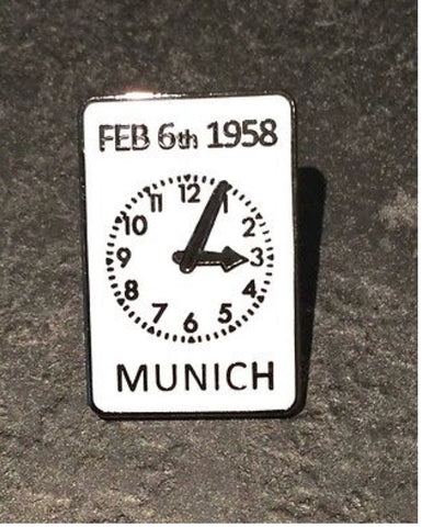 MUFC Munich Memorial Clock Pin Badge - White